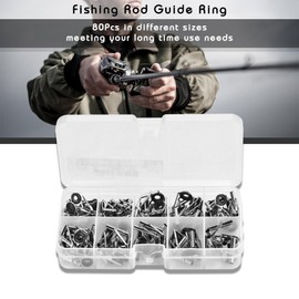 Tbest 80pcs Head Ring Fishing Rod Guide Ceramic Stainless Steel Cow Guides Rings Carbon Sea Water Repair Guide Spinning Pole Accessories