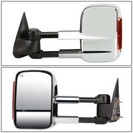 Auto Dynasty Compatible with Chevy Silverado/GMC Sierra Heated Power Signal Extendable Towing Side + Round Blind Spot Mirror
