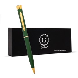 Garland Metal Slim Pen, Made in USA, Fine Gloss Finish with 24k Gold Trim, Graduation, Groomsmen Gifts, Professional Men & Women, Gift Box, Refillable with Universal #1 Refill - Green/Gold