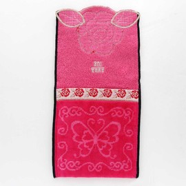 ANNA SUI 109338-0001 Pocket Towel, Rose Applique, 100% Cotton, Rose Sanitary Pouch, Women's, Hand Towel, Approx. 5.5 x 11.0 inches (14 x 28 cm), Pink