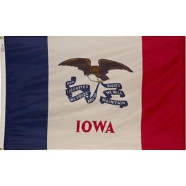 3x5 Foot (90x150 cm) State Polyester Indoor/Outdoor Flag; Vivid Color and Fade Proof - Canvas Header and Double Stitched (Iowa)