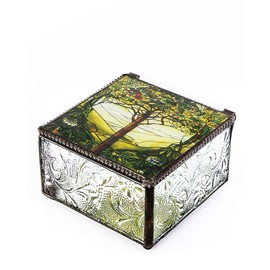 YTC Tiffany Tree of Life Glass Jewelry Trinket Box