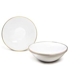 " OCCASIONS " 60 Piece Plates Pack, Disposable Wedding Party Plastic Bowls (16oz Soup Bowl, Dali in White & Gold)