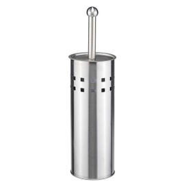 Bambelaa! Toilet Brush with Holder Toilet Brush Holder Stainless Steel Silver White