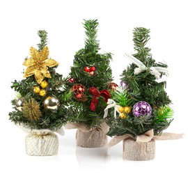 Kesote 3 x Artificial Christmas Tree, Small Christmas Tree, Decorated Christmas Tree, Mini Christmas Decoration, Advent Christmas (22 x 11 cm)