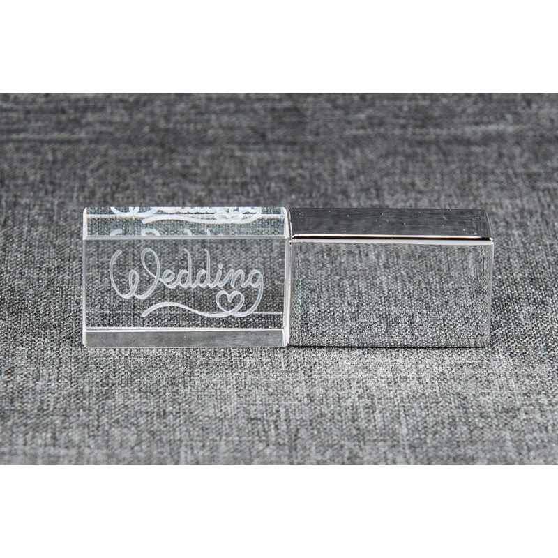Crystal USB Flash Drive with Box Wedding Design - Elegant