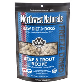 Northwest Naturals Freeze-Dried Beef & Trout Dog Food - Bite-Sized Nuggets - Healthy, Limited Ingredients, Human Grade Pet Food, All Natural - 25 Oz