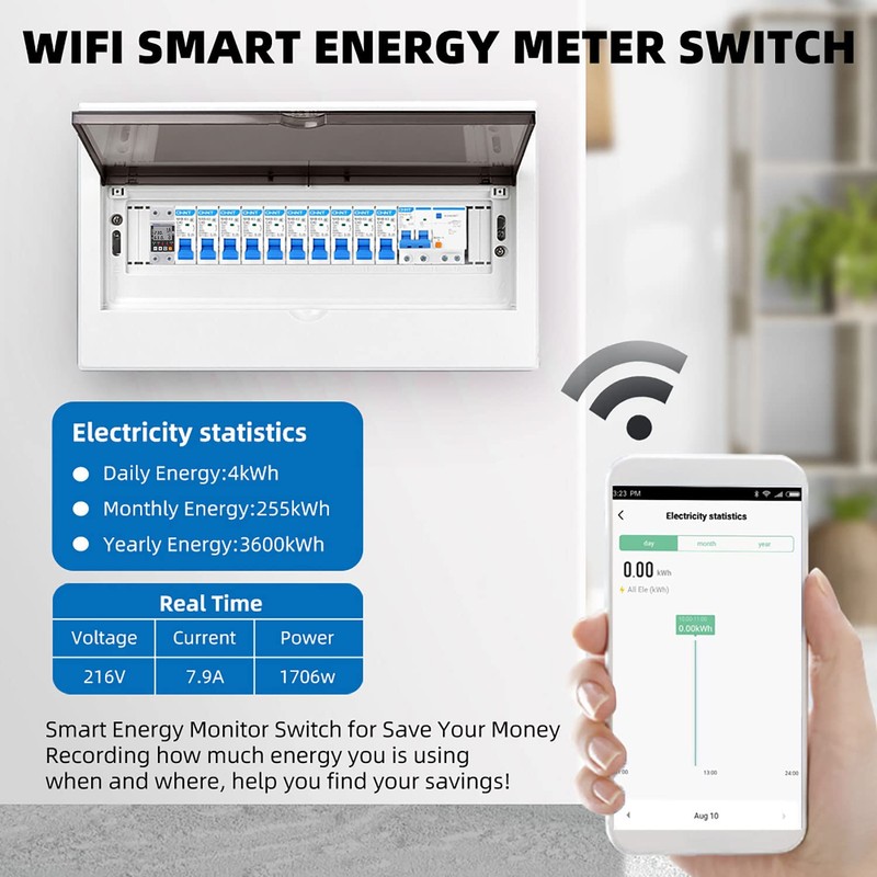 Intelligent Energy Meter Wi-Fi AC 63A 80-300V Protection Against Intelligent