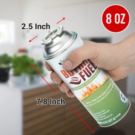 Jo Chef Butane Fuel Refill, 8 oz - Pure Refined Butane Gas for Camping Stove or for Kitchen Torch, Creme Brulee Blow Torch - 4 Canisters