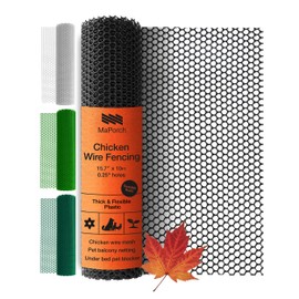 MaPorch Plastic Chicken Wire Mesh Fence - Black Mesh, 15.7 in x 10 ft - Quick-Install Chicken Wire Fencing - Plant Protectors from Animals - Weather Resistant Garden Netting - Pet & Poultry Netting