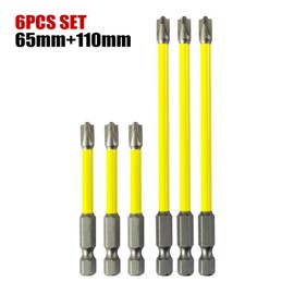 6 Pcs Screwdriver Bit Set 65mm and 110mm Magnetic Special Slotted Cross Screwdriver Bit for Electricians FPH2 Power Tool