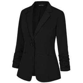 LADI TREND Womens Blazer Suit One Button Suit Notched Lapel Jacket Elegant Formal (Black S)