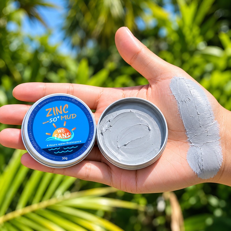 Colorful Zinc Sunscreen Mud for Surfing & Beach Days –