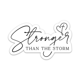 Stronger Than The Storm Sticker Motivational Cross Heart Christian Sticker Inspirational Faith Religious Encouragement Waterproof Vinyl Stickers for Laptop Water Bottle Bible Journal Decals Women Men