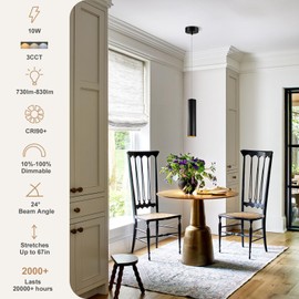 Arcfox 10W Pendant Light, Adjustable Height Modern Cylinder LED Pendant Lights Kitchen Island Fixtures, Dimmable Ceiling Hanging Lights for Kitchen Dining Room Bar (Retractable-30CM-1pcs)