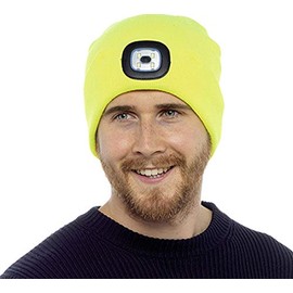 Storm Ridge Mens LED Light Winter Beanie Hat Yellow