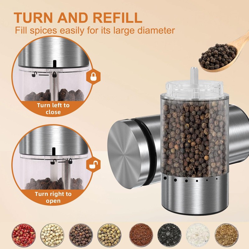 Electric Salt and Pepper Grinder Set Rechargeable, Automatic Salt and