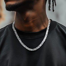 Stainless Steel Chain 24 Inches Flat Byzantine Chain Chain Necklace Men Women