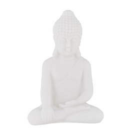 Relaxdays 2 x Buddha Figurine Sitting, 17 cm High, Garden Decorative Figure, Weatherproof & Frost-Proof, Decorative Sculpture Living Room, White