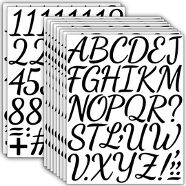 2 inch Vinyl Cursive Letters Stickers(10 Sheets 368 PCS) Large Self Adhesive Alphabet and Number Stickers Decals for Scrapbook,Classroom Decor, Arts, Crafts, Poster, Bulletin Board (Black)