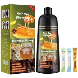 Chestnut Brown Hair Dye Shampoo 3 in 1 for Women & Men 100% Gray Hair Coverage - Herbal Ingredients Natural Plant Hair Color - Hair Dye in Minutes 17.6 Fl Oz