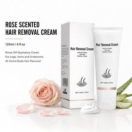 Rose Scented Hair Removal Cream for Legs, Arms and Underarms, Rinse-Off Depilatory, 120ml, for Women and Men