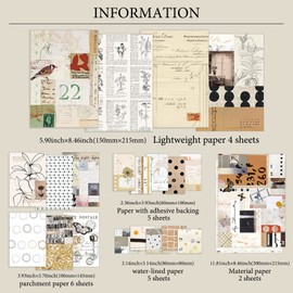 88 Pcs Vintage Scrapbooking Supplies Kit,Botanical Flower Aesthetic Scrapbook Stickers,Journaling Kit for DIY Journaling Supplies, Birthday Craft Gift for Teen Women(Vintage Green)