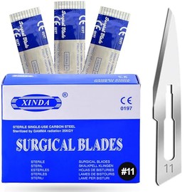 MuskalMed Disposable Scalpel Blades #11 Pack of 100, Size 11 Blades, High Carbon Steel Dermaplane Blades. Individually Wrapped Scapel Blade, Sterile