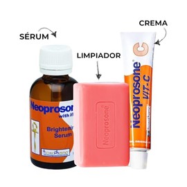 NEOPROSONE Kit Express Aclara | Serum, Crema y Limpiador con Vitamina C | Aclarante y Blanqueador | Rutina Completa de Skincare | Reduce Manchas, Hidr