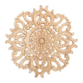 ZONADAH 15cm Wooden Carved Onlay Appliques Unpainted Wood Mouldings Decorative Vintage Flower Corner Natural Onlay Home Wall Decors for Doors Cabinets Windows Mirrors