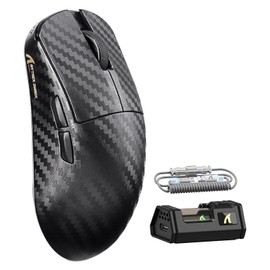 ATTACK SHARK R11 Ultra 8K Carbon Fiber Wireless Gaming Mouse with 42000 DPI-PAW3950 MAX Sensor-49g Lightweight,Nordic 52840 MCU Chip,Wired/BT/2.4Ghz Programmable,RGB Coiled Cable for PC(Black Wave)