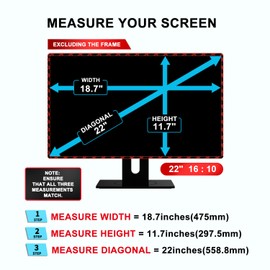 22 inch Computer Privacy Screen Filter - Suitable for 16:10 Aspect Ratio Widescreen Monitor - Blue Light Filter - Anti-Glare & Anti-Scratch Protector Film (22" Widescreen (16:10))