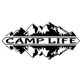 Mountain Reflection Camp Life Vinyl Decal by Check Custom Design – Car/Truck/RV/Window/Laptop/Tumbler/Bumper/Phone/Camper/Trailer - Multiple Colors and Sizes