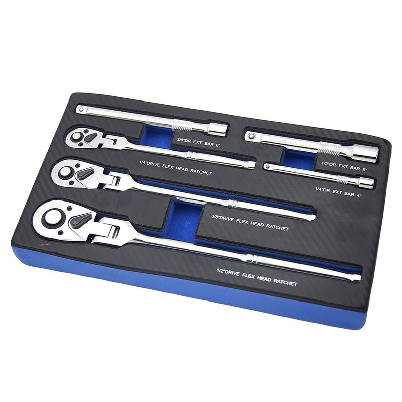 FOXCODE 6-Piece Flex Head Ratchet Set, Chrome Vanadium Steel, 1/4",