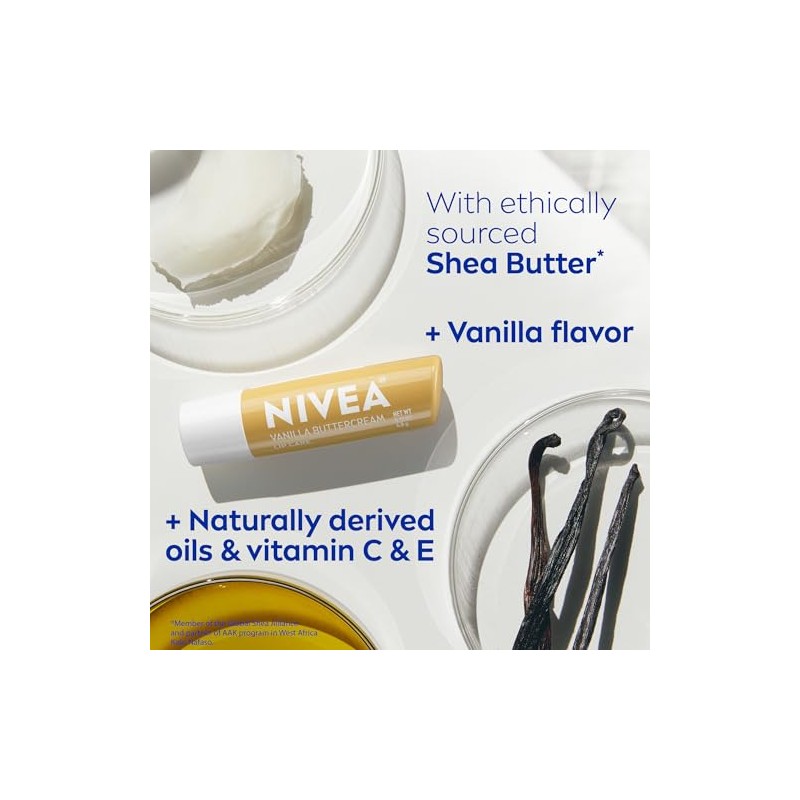 NIVEA Vanilla Buttercream Lip Care - All Day Moisturizing Lip