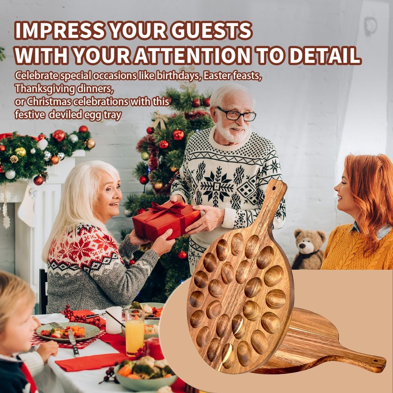 Erwuldor Deviled Egg Platter & Deviled Egg Tray- Acacia Wood