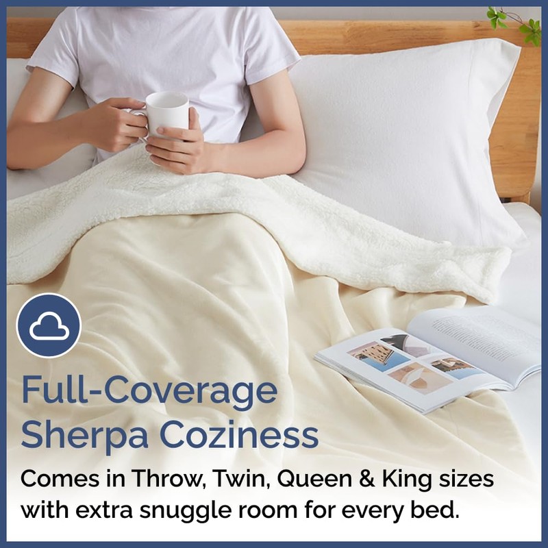 Sherpa Fleece Blanket King Size - Reversible Sherpa Fleece King