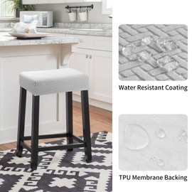 YISUN Waterproof Bar Stool Covers, Stretch Polar Fleece Bar Stool Cover, Removable Washable Bar Chair Covers, Bar Stool Covers for Bar Stools, Dressing Table Stools, Dining Room Chair (2, Grey)