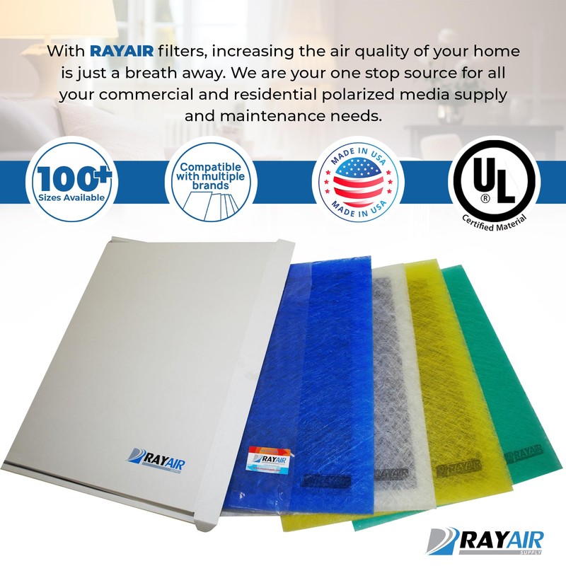RAYAIR SUPPLY 14x25 Replacement Filter Pads Compatible with Dynamic Air