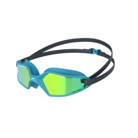 Speedo Junior Hydropulse Swimming Goggle | Comfortable Fit | Adjustable Design | Anti-Fog | Anti-Leak, Navy/Blue Bay/Yellow Gold, One Size