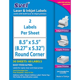 8.5”x5.5 Shipping Labels for Laser & Inkjet Printers, Permanent Self Adhesive Address Mailing Stickers Half Sheet (8.5”x5.5” Round, 500, Sheets)