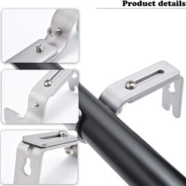Curtain Rod Brackets, Metal Rod Holders, Curtain Track Brackets with Screws for Rods, Adjustable for Curtain Rods, Door Curtain Rods, Clothes Drying Rods (Silver), 4 Pack