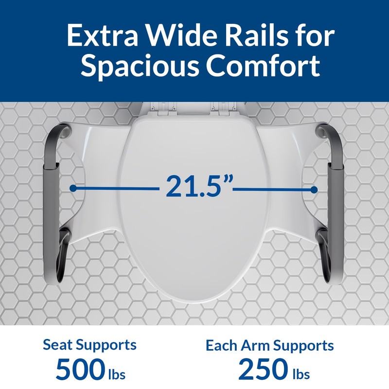 Bemis Assist Toilet Seat with Built-in Support Handles, Hinges Never