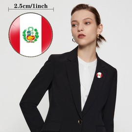 HSQCEZ 4 Pcs Peru Flag Pin Round 1 Inch, Lapel Pins Souvenir Badge for Hat Clothes Backpack,Peruvian Flag Brooch Accessories Party Favors,Patriotic Pin Accessories for Men/Women