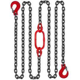 Mophorn 5FT Chain Sling 3/8" x 5' Double Leg with Grab Hooks Sling Chain 4T Capacity Double Leg Chain Sling Grade80(0.375In x 5Ft Double Leg Sling)