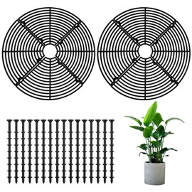 2 Pack Plant Pot Cover, 11.8inch Plant Pot Grid Soil Protectors with 16 Stakes Plant Covers for Indoor Outdoor Gardening Plant Protectors from Animals Keep Cats Squirrels Out of Flower Pots (Black)