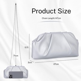 LHHMZ Dumpling Clutch Handbag for Women Cloud Clutch Bag Trendy Pleated PU Leather Shoulder Handbags with Chain for Wedding, Party, Formal