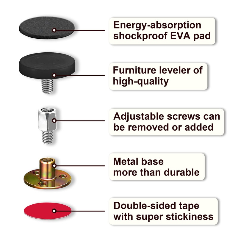 Krisler Adjustable Threaded Bed Frame Anti-Shake Tool for Bed, Headboard