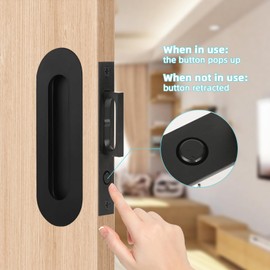 gifsin Sliding Pocket Door Hidden Handle, 304 Stainless Steel Pocket Door Hardware, Recessed Flush Finger Pulls, Heavy Duty Edge Pull with Pop Out Ring Pull (Black, 6 inch)