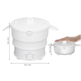 Foldable , 1.2L Food Grade Silicone Cookerware Boiling Water Steamer Travel Foldable Electric Pot for Camping (US Plug 110V)